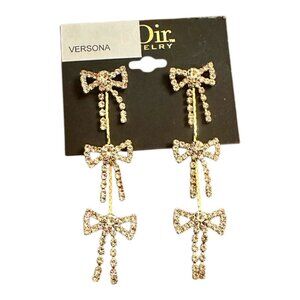 nOir Jewelry Crystal Bow Drop Earrings - NWT